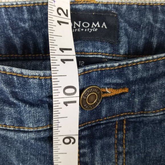 Sonoma Life&Style Jeans Women's Size 12 Straight Embroidered Button Flap Pockets - Picture 10 of 11